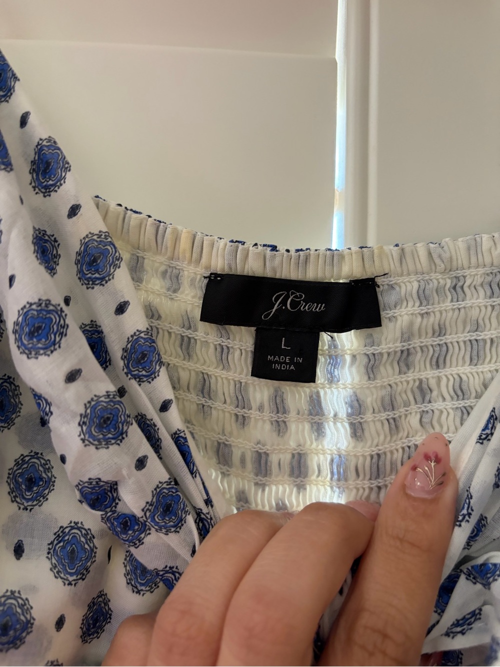 J. Crew White summer Dress with Blue Dot Print - Picture 5 of 7